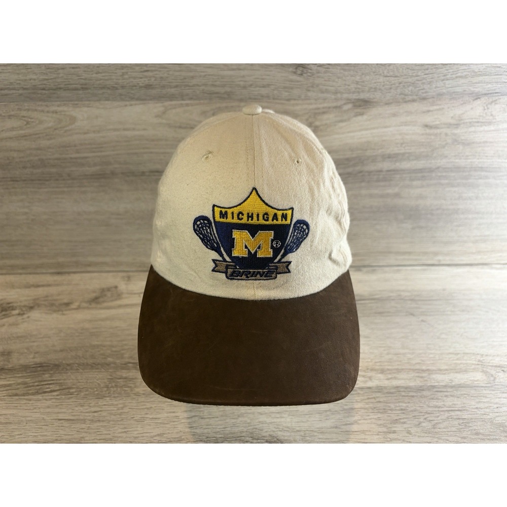 Vintage Brine Michigan Wolverines Lacrosse Hat Cap Strapback Adjustable Mens